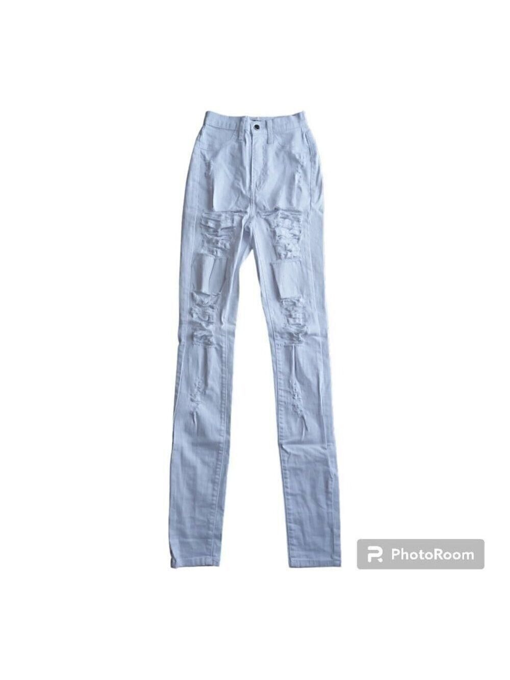 Aphrodite Women Style 4177 High Waist White Distressed Skinny Jeans - Size 3